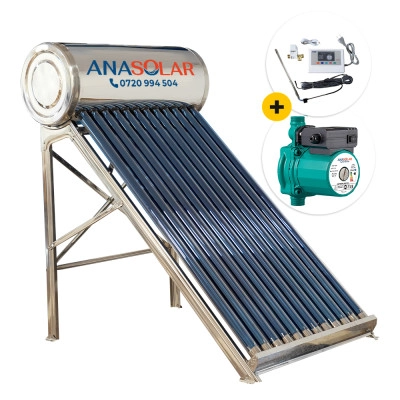 Panou Solar Apa Calda 100 L Nepresurizat Inox cu Controler + Pompa Ridicare Presiune